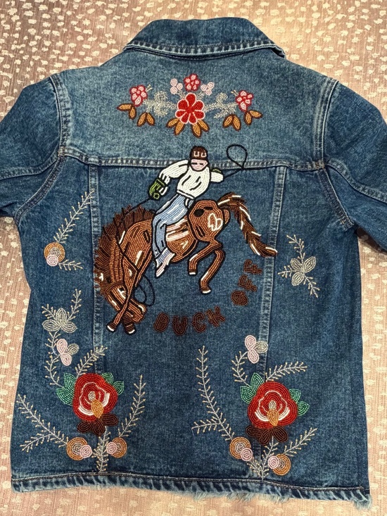 Not sure Jackets & Blazers - Beaded Western Denim Jacket Horse Floral Frayed Hem Jean Jacket Sixe M